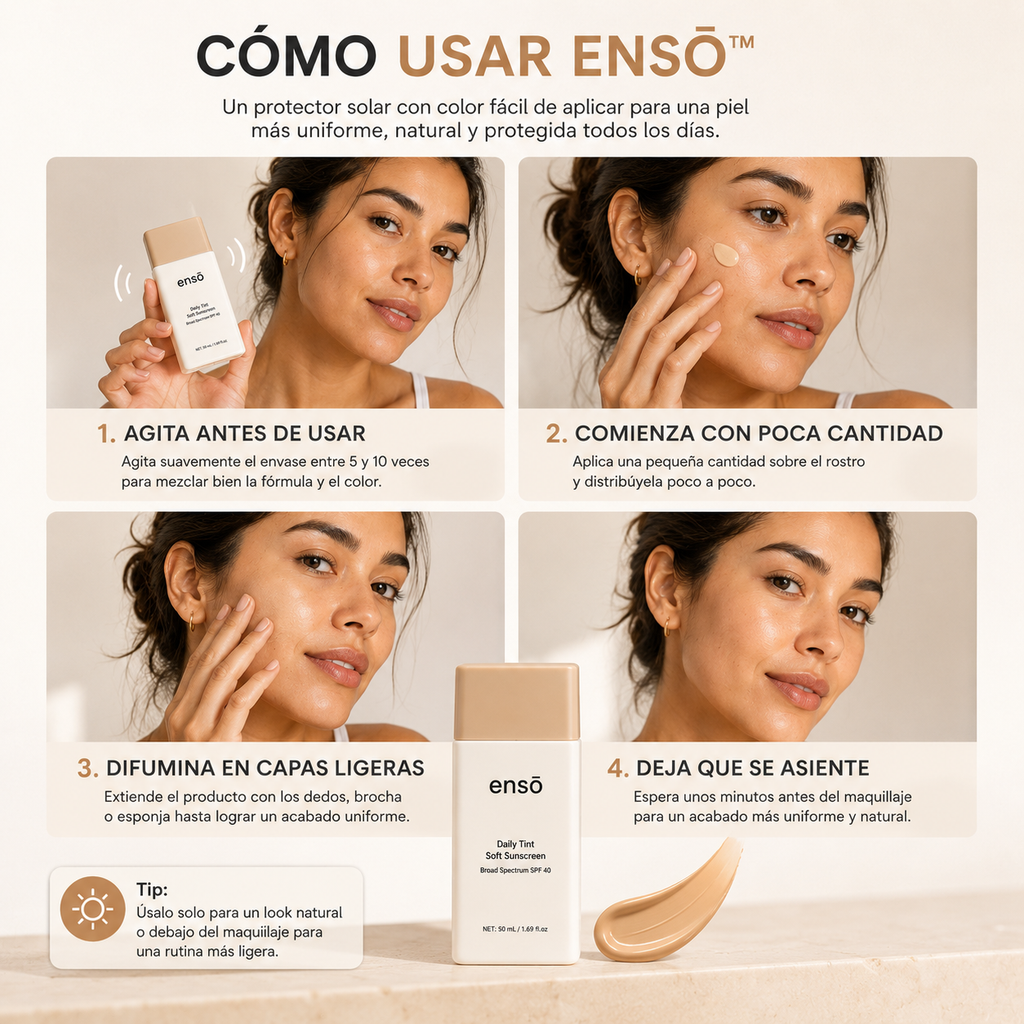 Ensō™️: Bloqueador Solar Mineral con Color para una Piel Uniforme y sin Brillo