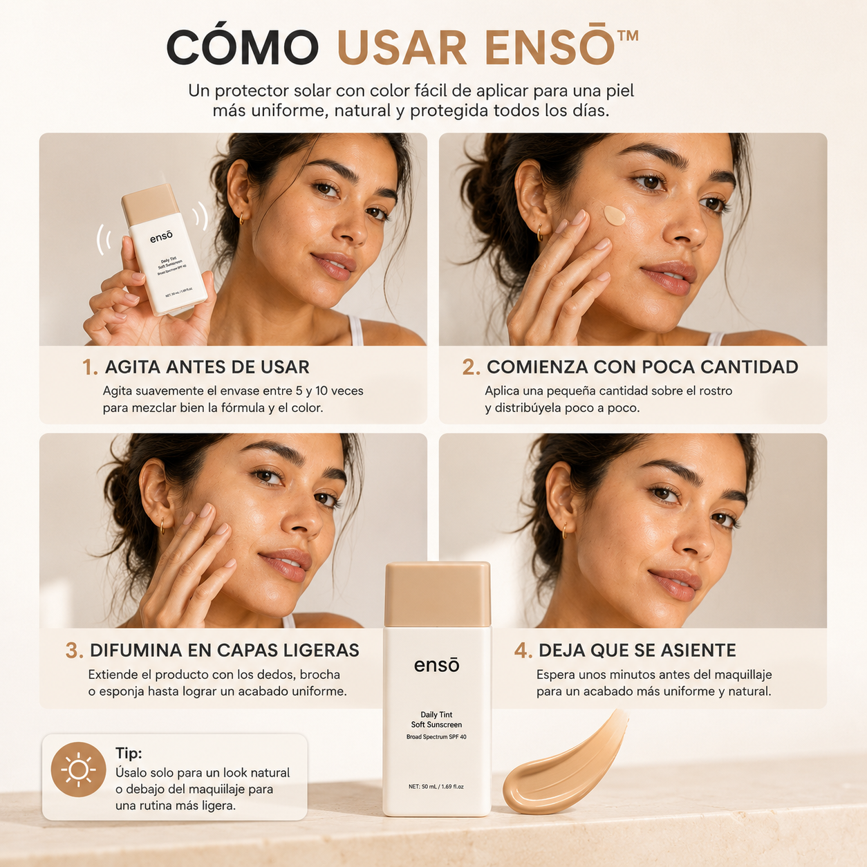 Ensō™️: Bloqueador Solar Mineral con Color para una Piel Uniforme y sin Brillo