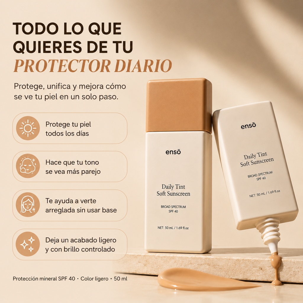 Ensō™️: Bloqueador Solar Mineral con Color para una Piel Uniforme y sin Brillo