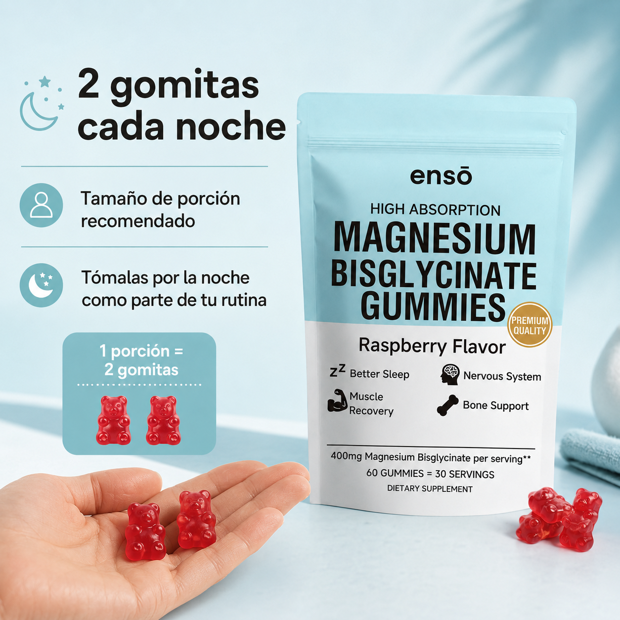 Ensō™: Gomitas de Magnesio Bisglicinato para Descanso y Recuperación