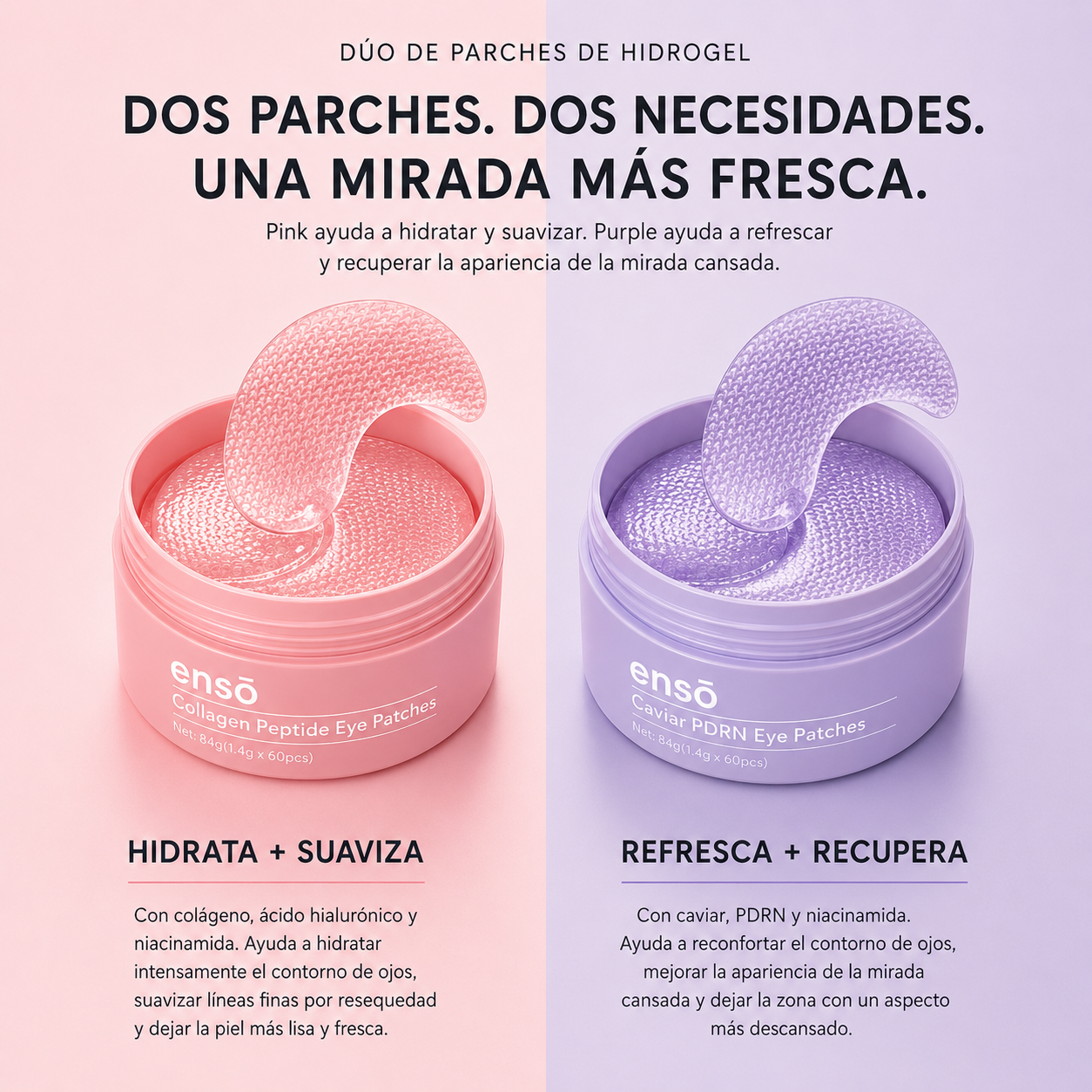 Dúo de Parches de Hidrogel para Mirada Cansada: Pink + Purple
