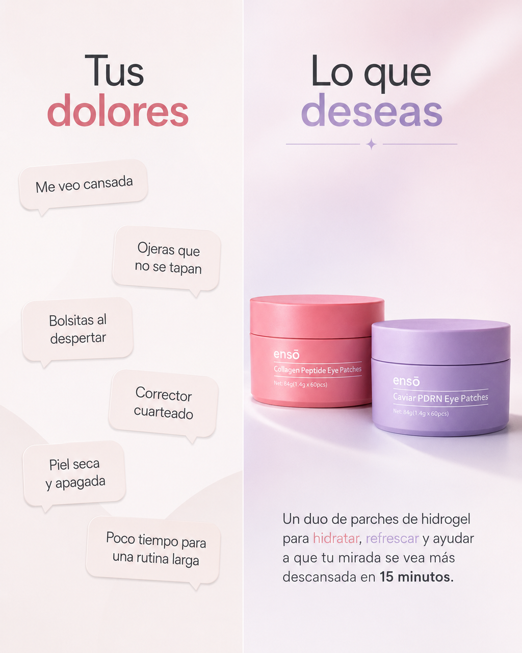 Dúo de Parches de Hidrogel para Mirada Cansada: Pink + Purple